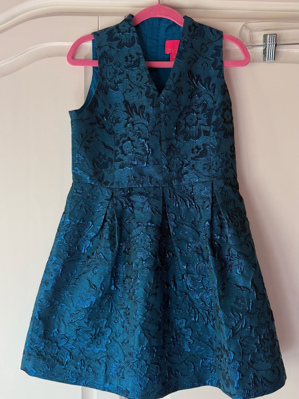 Lilly Pulitzer Teal Jacquard V-Neck Party Dress
